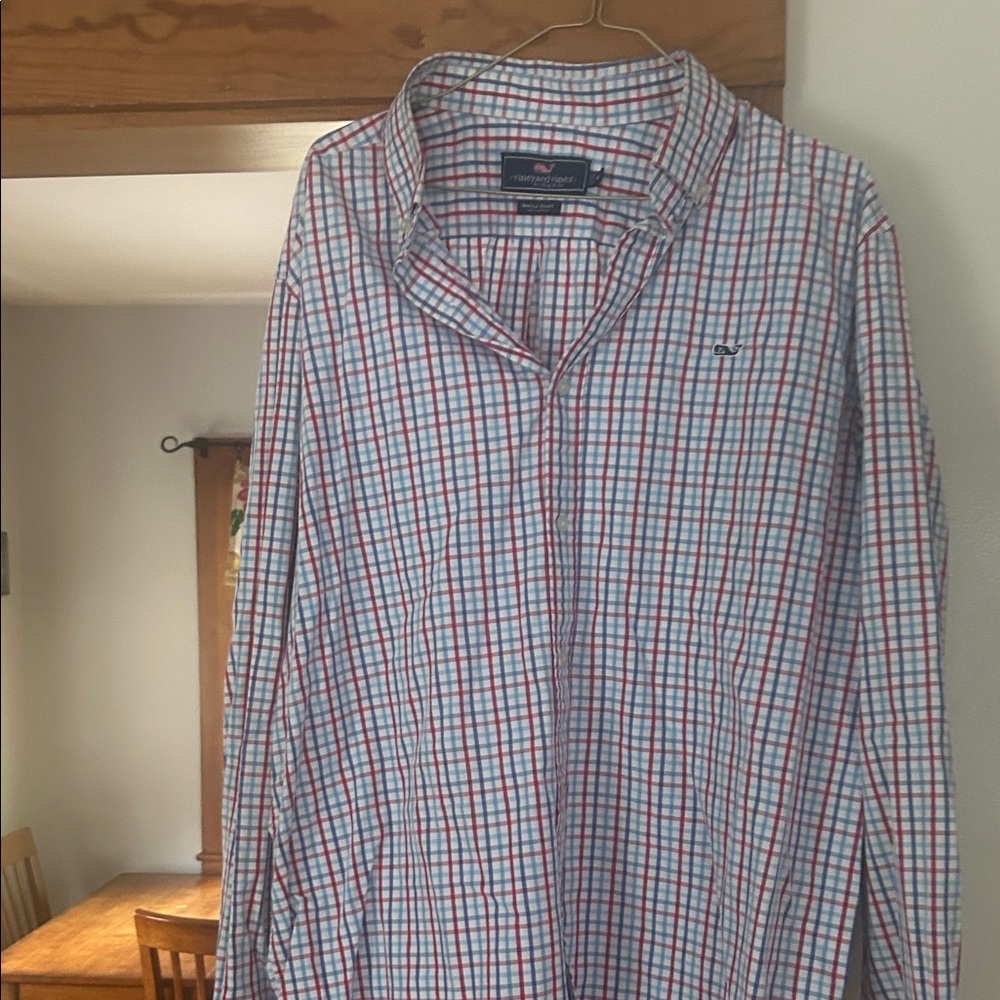 Vineyard Vines Red and Blue Checkered Men's Shirt